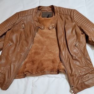 Ci Sono Brown Leather Jacket (Fur Lining)